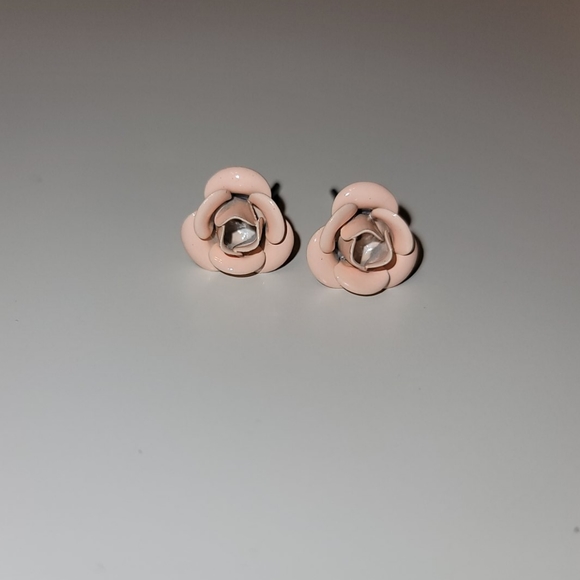 Pink Rose Stud Earrings - Picture 3 of 5